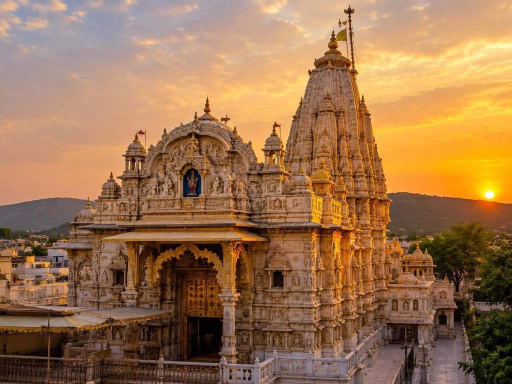 Temple architecture in the warm evening light